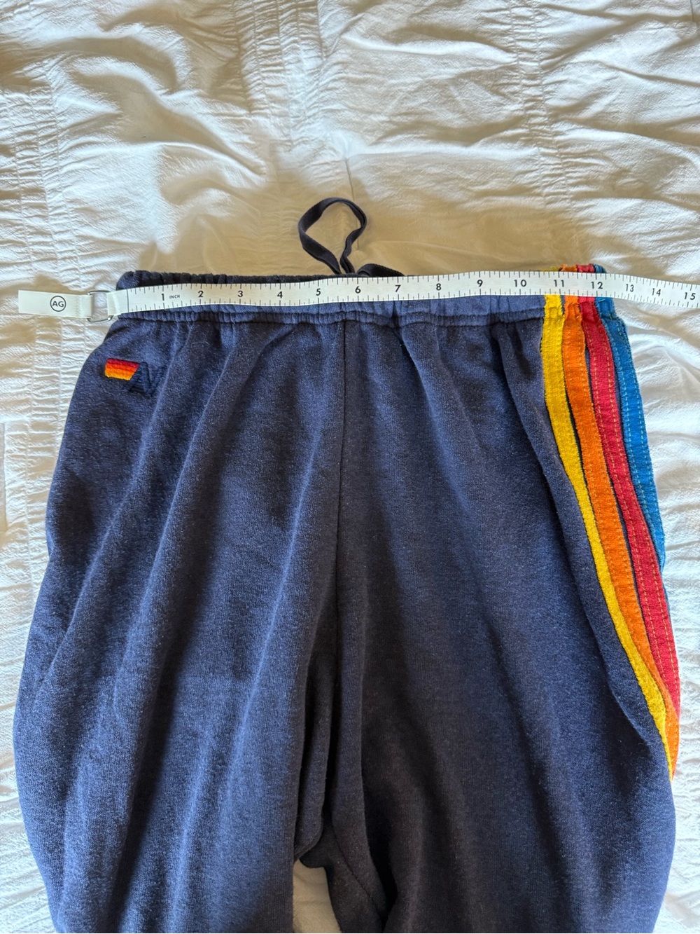 Aviator Nation Women’s Navy Track Joggers with Rainbow Side Stripes Size Medium - Picture 7 of 10